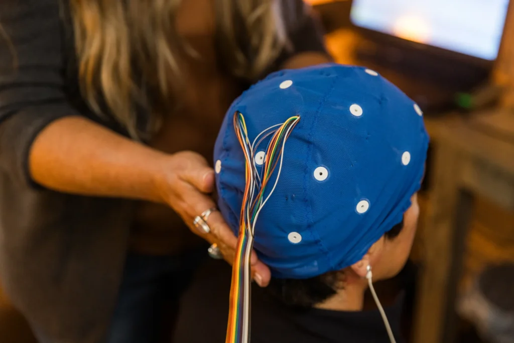 woman with a cap on her head