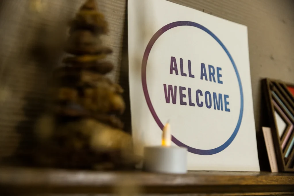Sign that says all are welcome