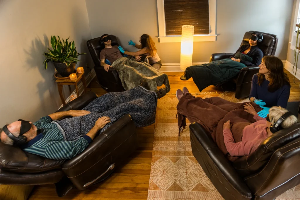 Group of people getting therapy