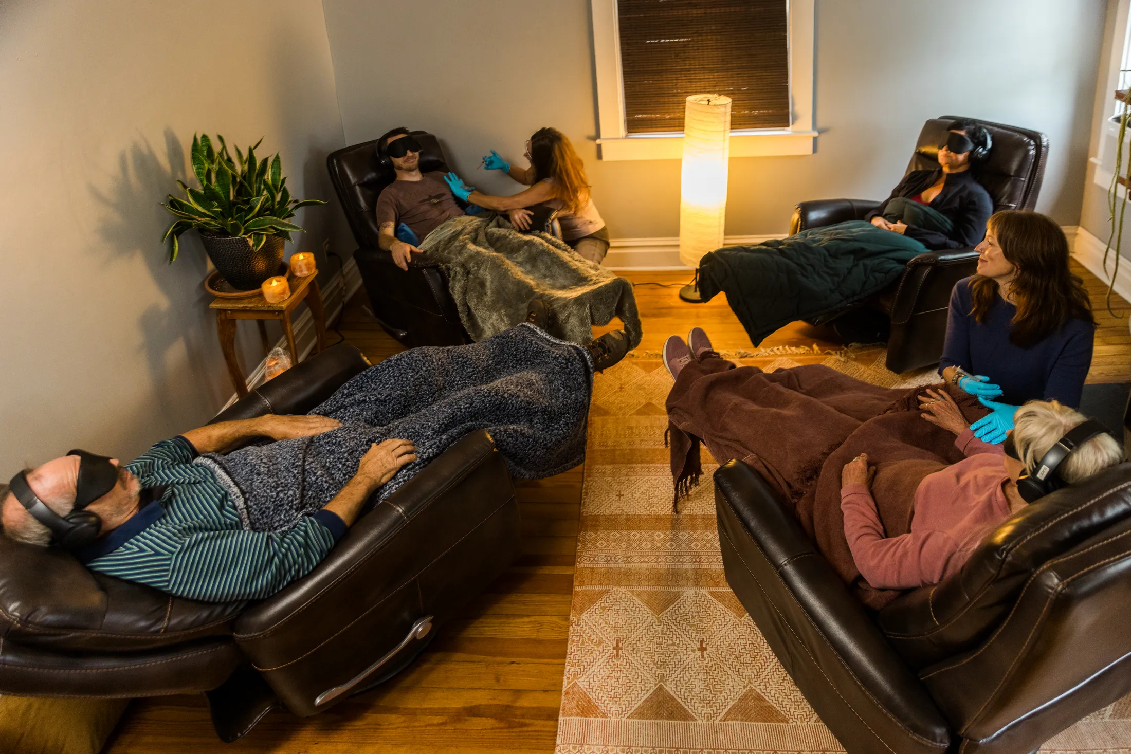 Group of people getting therapy